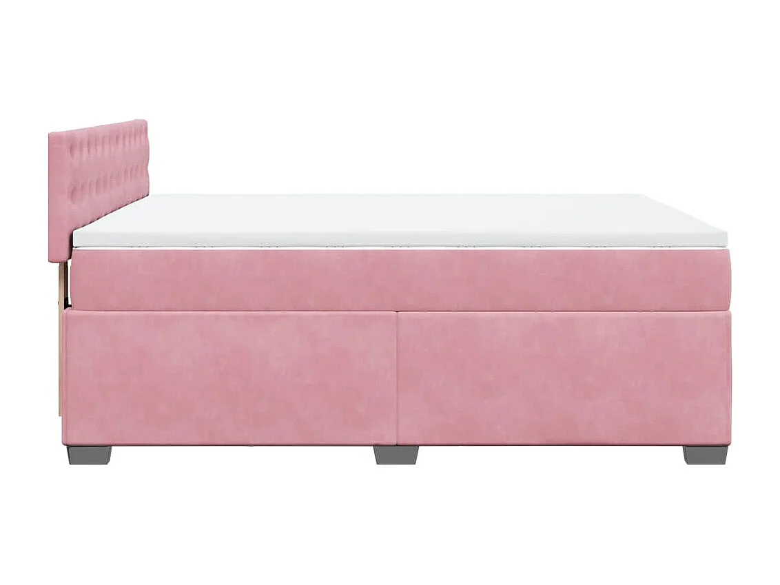 Cama box spring con colchón terciopelo rosa 140x200 cm