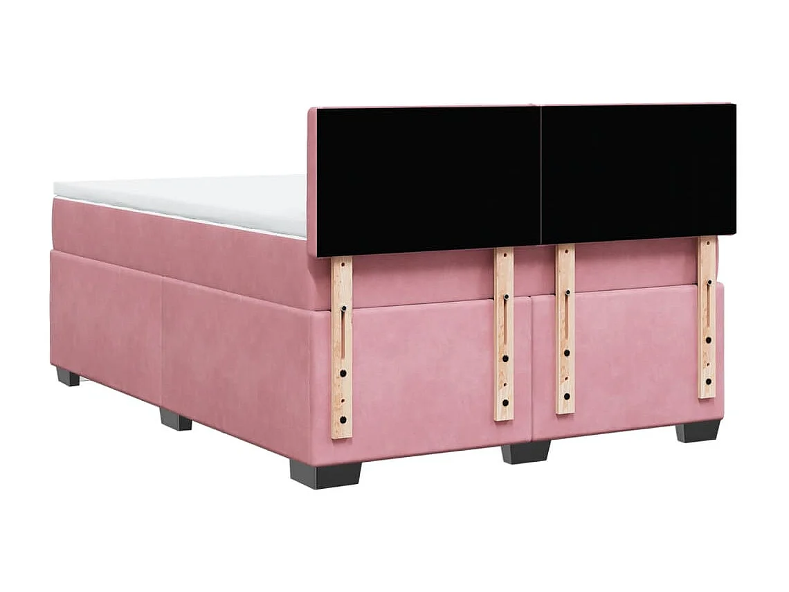 Cama box spring con colchón terciopelo rosa 140x200 cm