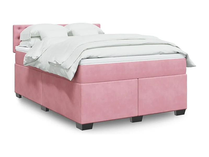 Boxspring met matras fluweel roze 140x200 cm