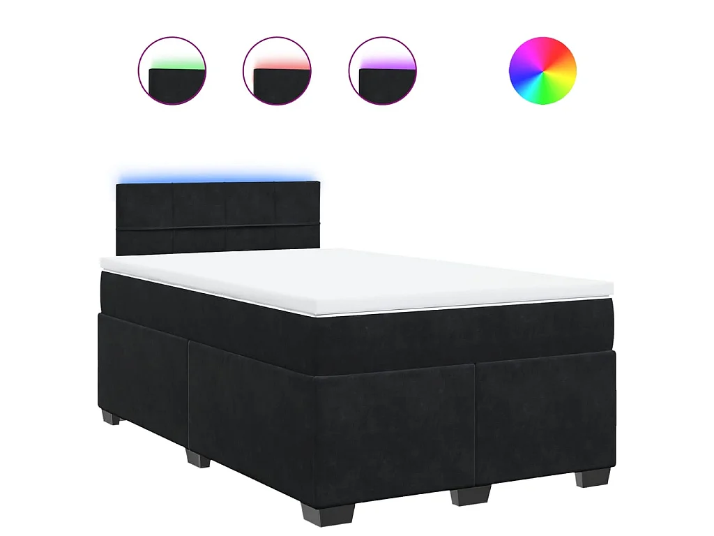 Cama box spring con colchón terciopelo negro 120x200 cm