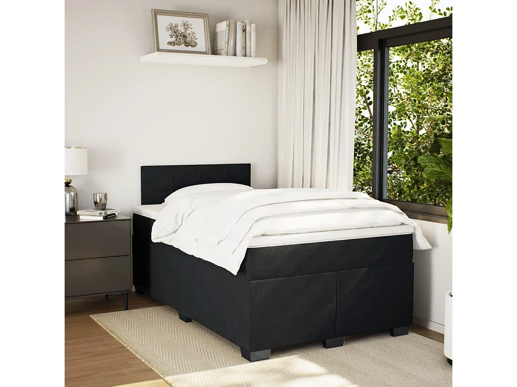Cama box spring con colchón terciopelo negro 120x200 cm