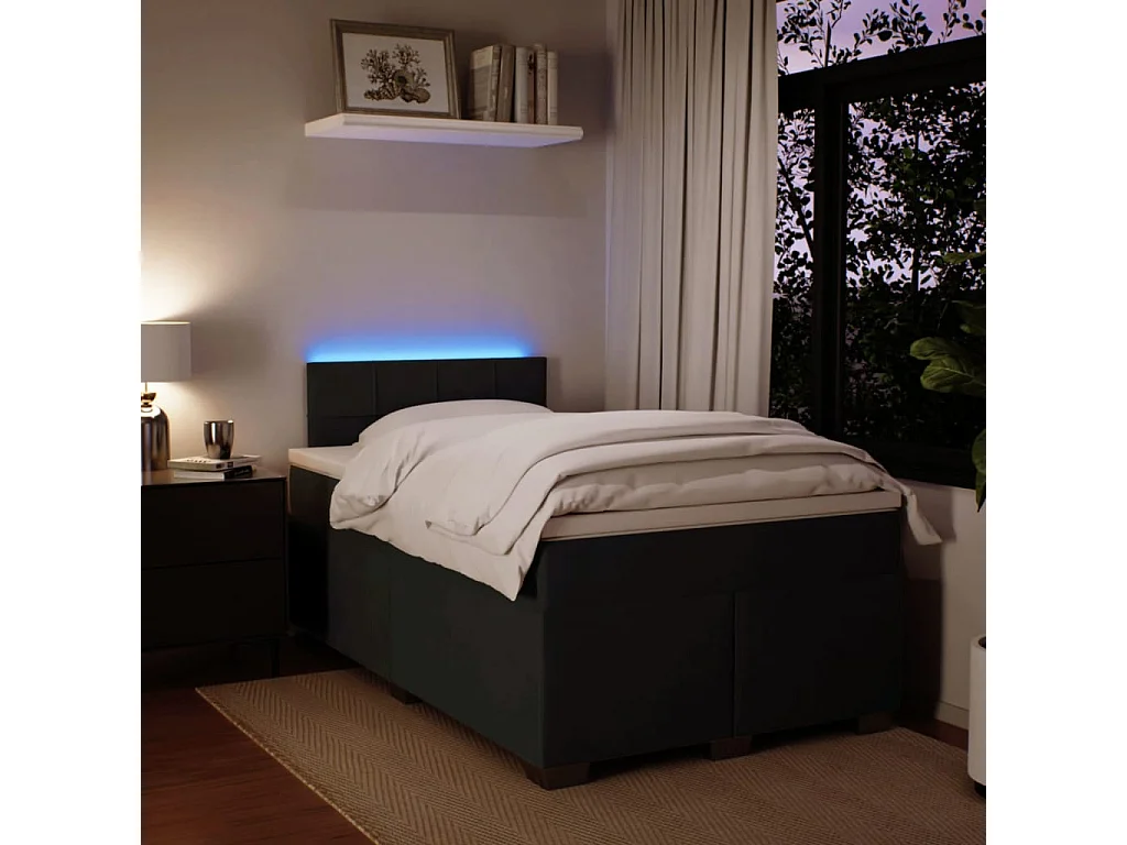 Cama box spring con colchón terciopelo negro 120x200 cm