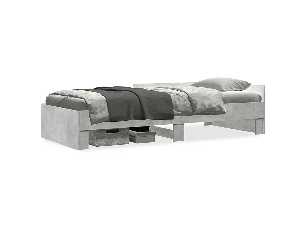 Cadre de lit sans matelas gris béton 90x190cm bois d'ingénierie