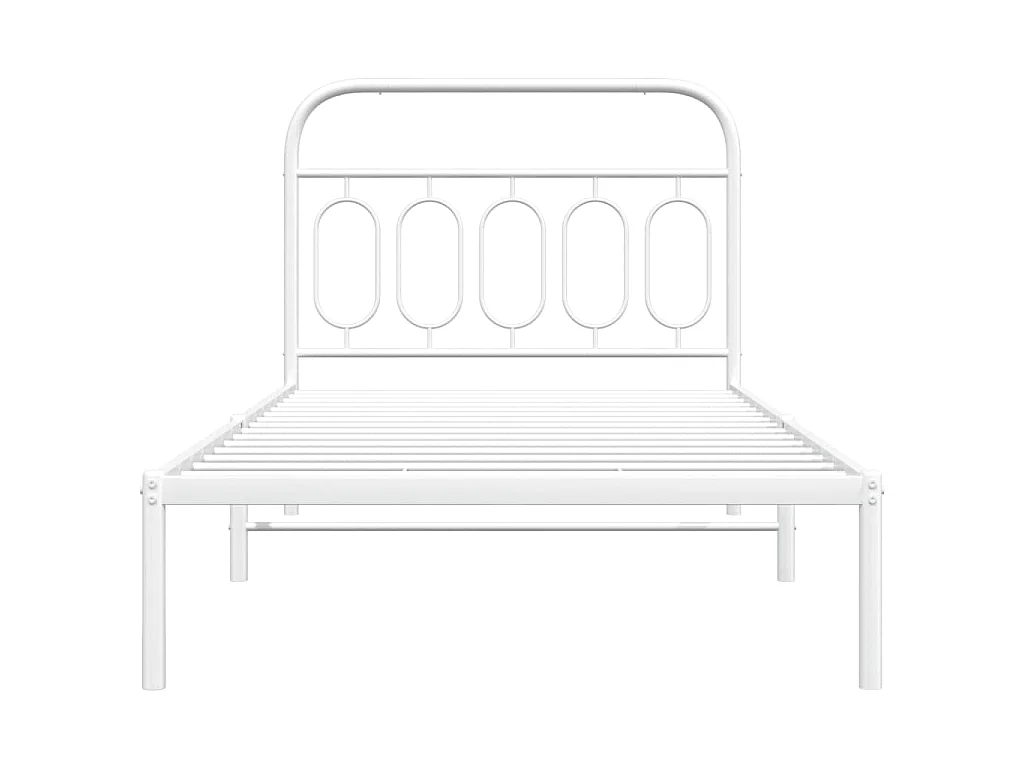 Cadre de lit métal sans matelas et tête de lit blanc 100x200 cm
