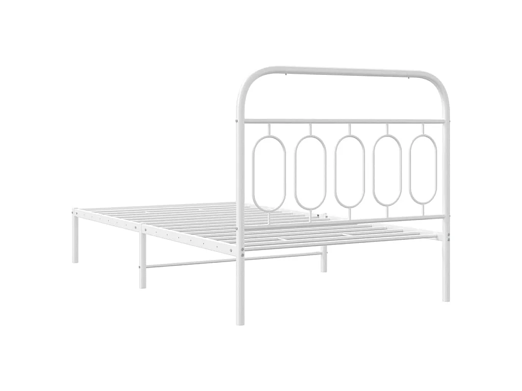 Cadre de lit métal sans matelas et tête de lit blanc 100x200 cm