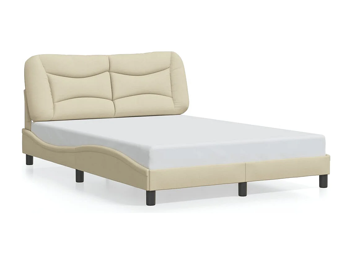 Bedframe met LED zonder matras "Hvar" 140x190 cm stof crème
