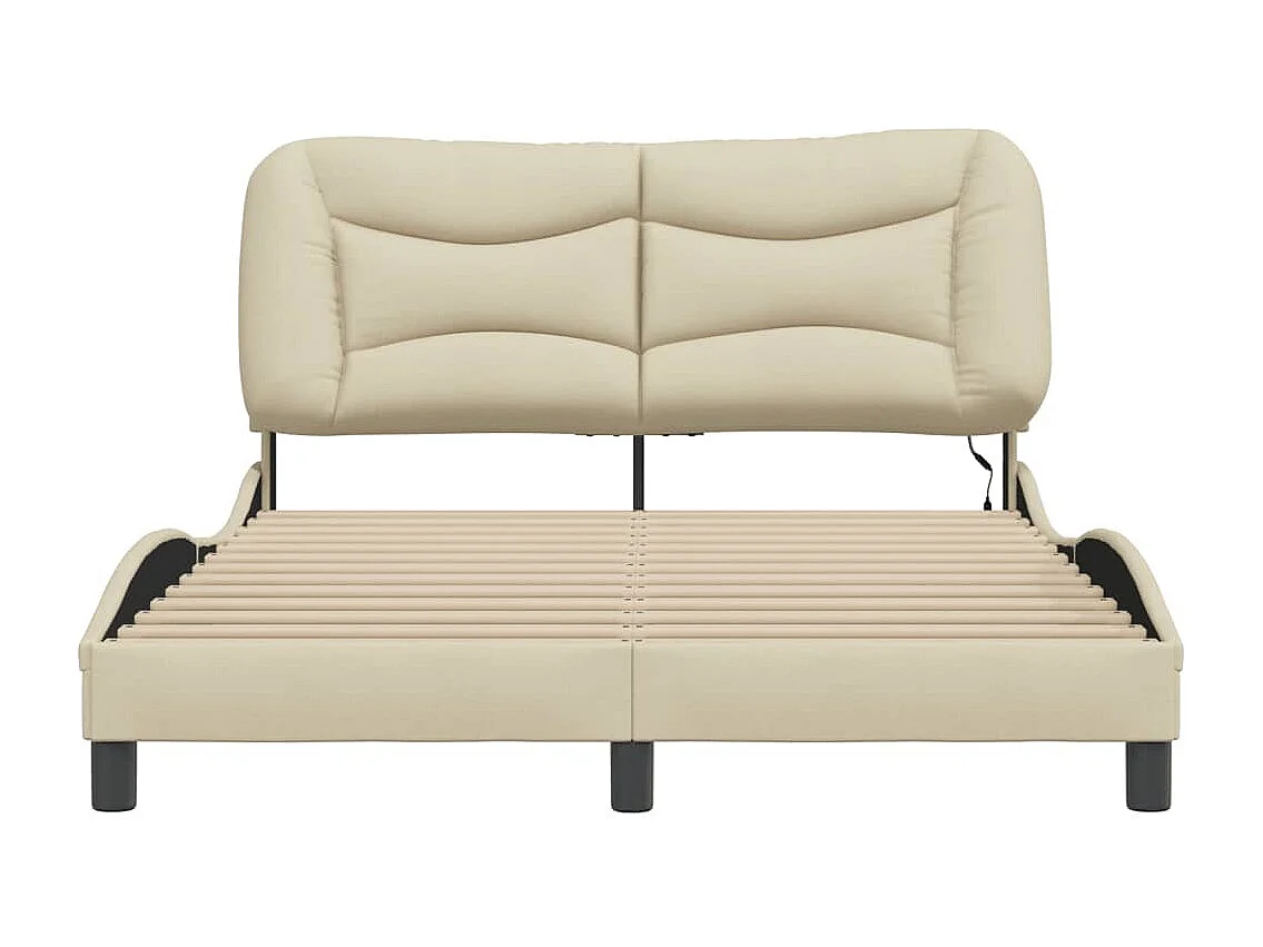 Bedframe met LED zonder matras "Hvar" 140x190 cm stof crème