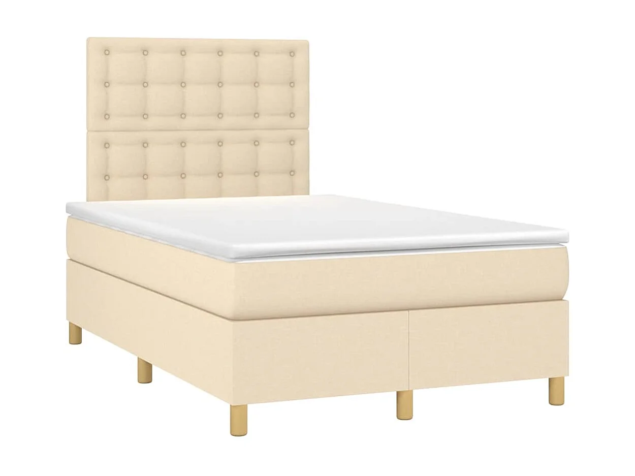 Sommier à lattes de lit avec matelas crème 120x190 cm tissu