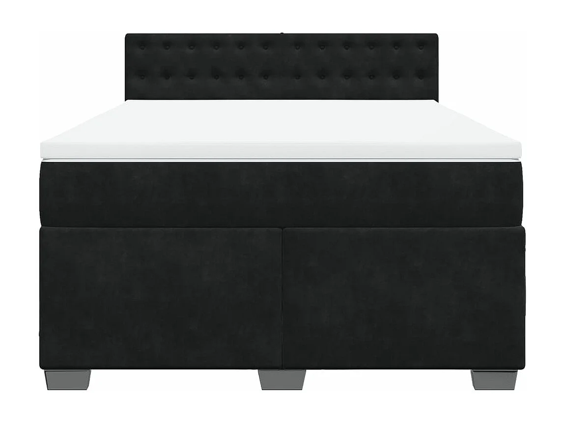 Boxspringbett mit Matratze Schwarz 160x200 cm Samt