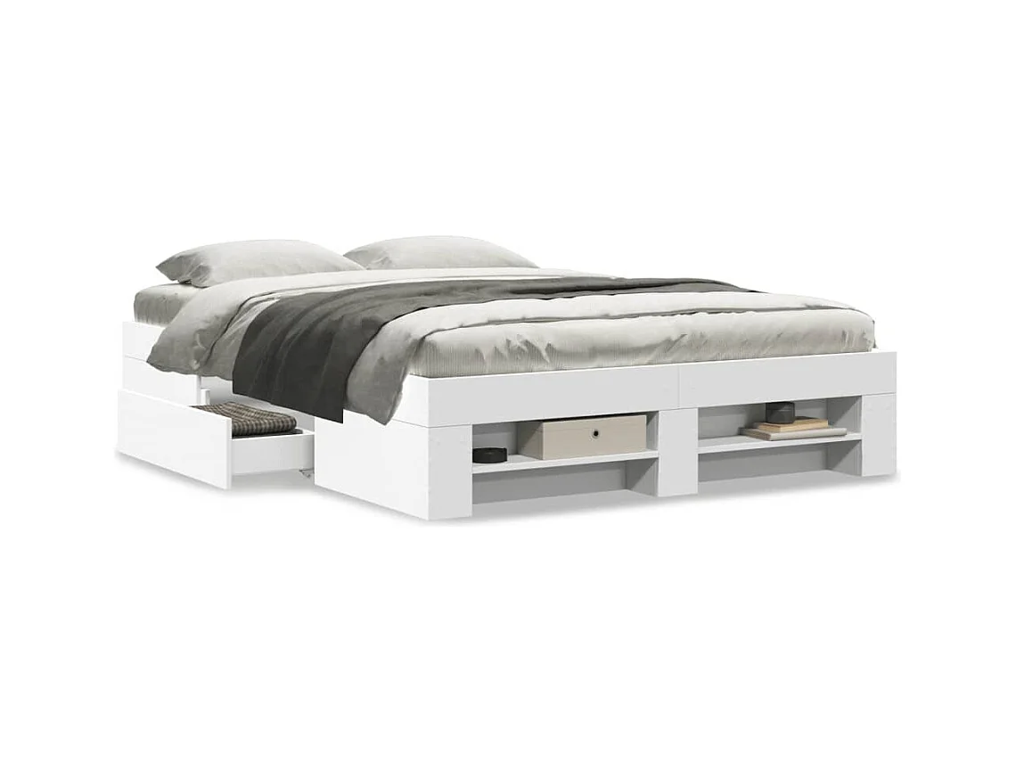 Cadre de lit sans matelas blanc 140x190 cm bois d'ingénierie
