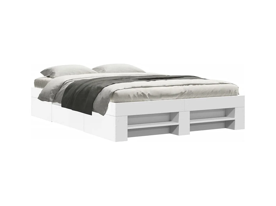 Cadre de lit sans matelas blanc 140x190 cm bois d'ingénierie