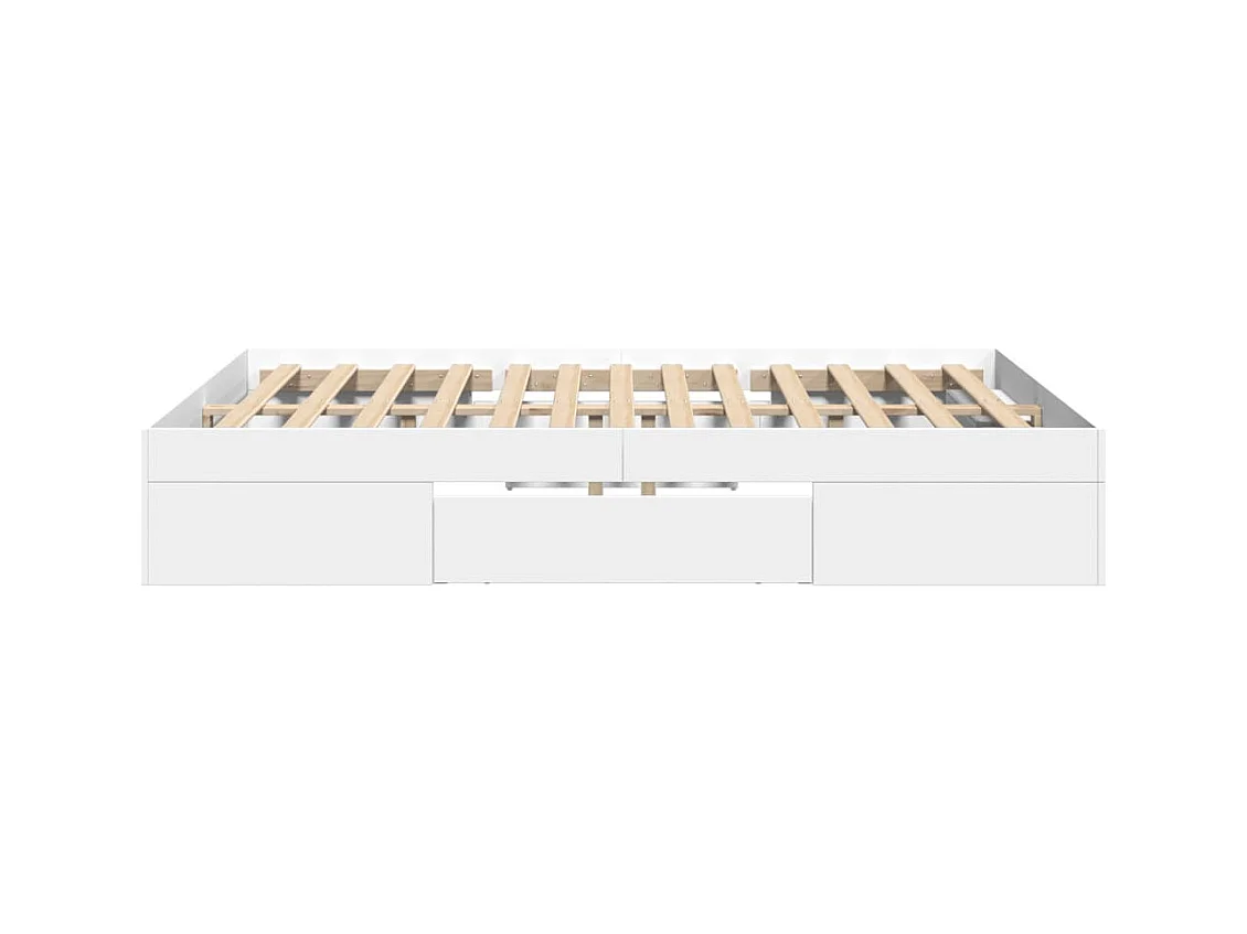 Cadre de lit sans matelas blanc 140x190 cm bois d'ingénierie