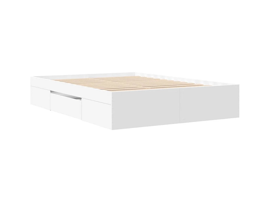 Cadre de lit sans matelas blanc 140x190 cm bois d'ingénierie