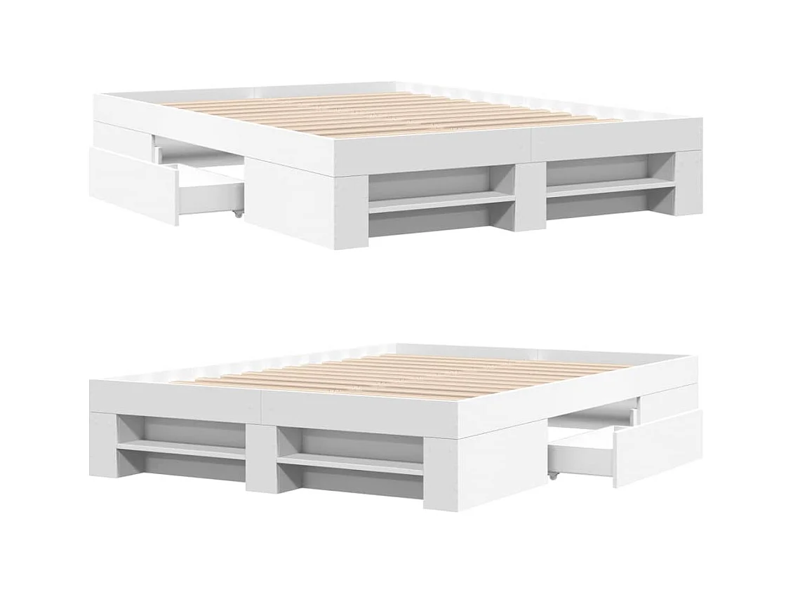 Cadre de lit sans matelas blanc 140x190 cm bois d'ingénierie