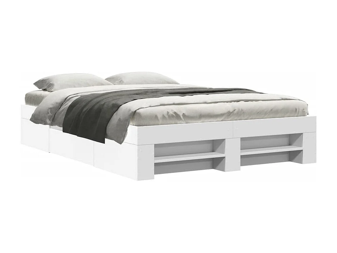 Bedframe massief hout wit 140x190 cm