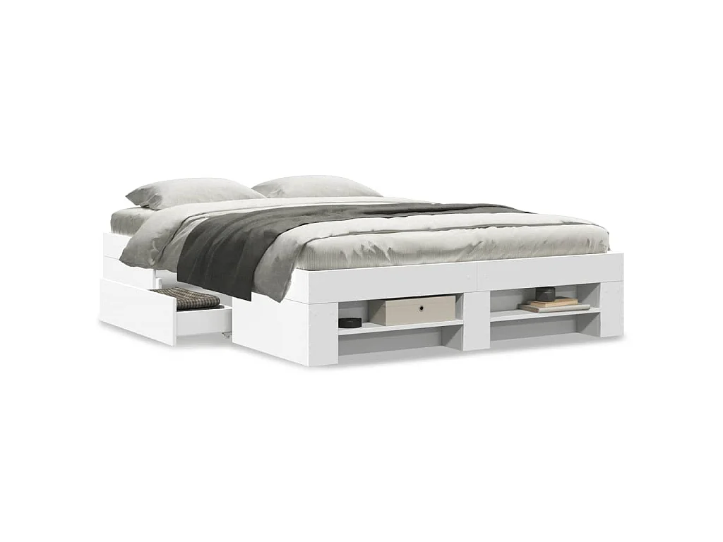 Cadre de lit sans matelas blanc 140x190 cm bois d'ingénierie