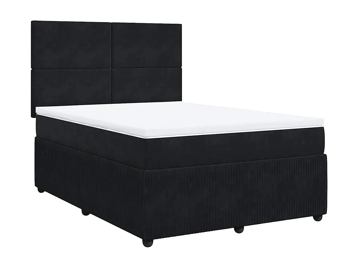 Cama box spring con colchón terciopelo negro 140x200 cm