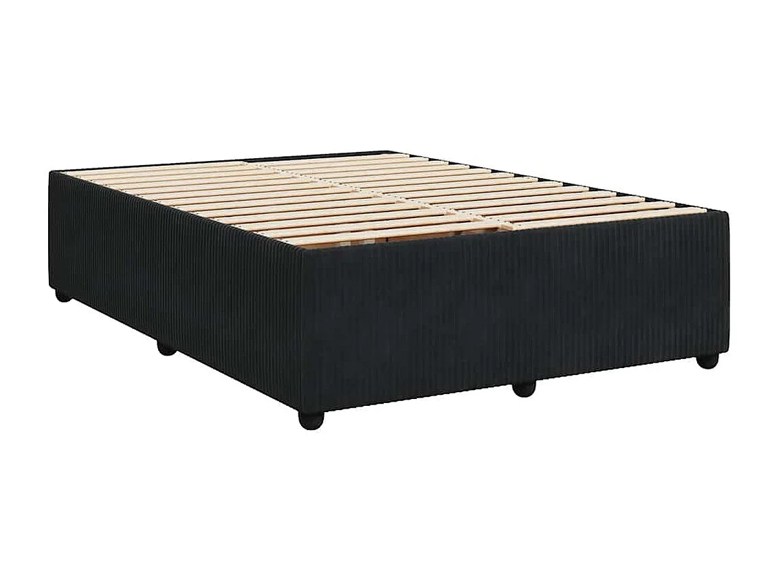 Cama box spring con colchón terciopelo negro 140x200 cm