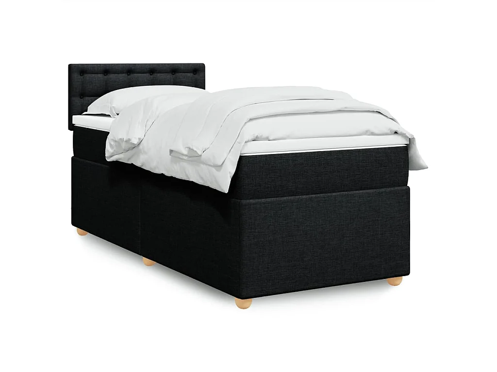 Sommier à lattes de lit avec matelas Noir 90x200 cm Tissu