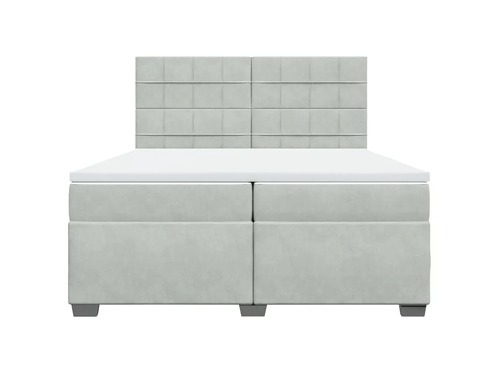 Cama box spring con colchón terciopelo gris claro 200x200 cm