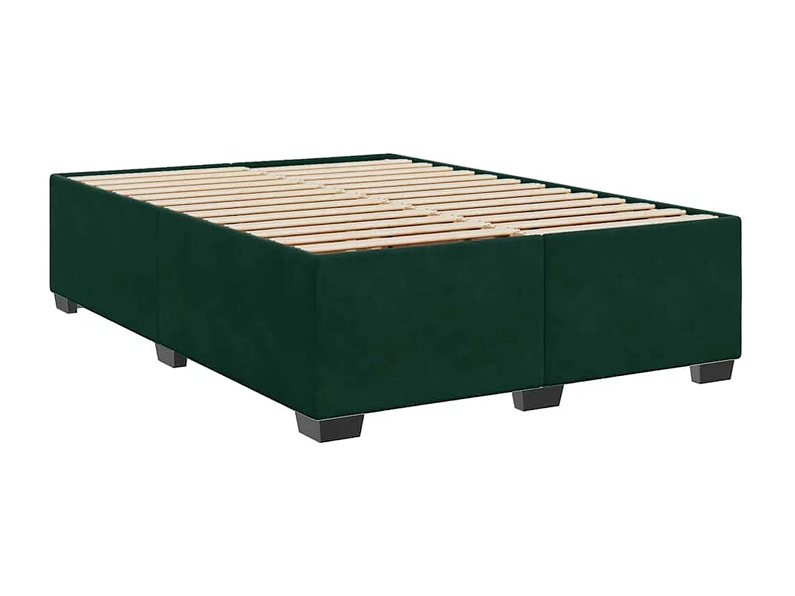 Cama box spring con colchón terciopelo verde oscuro 140x200 cm