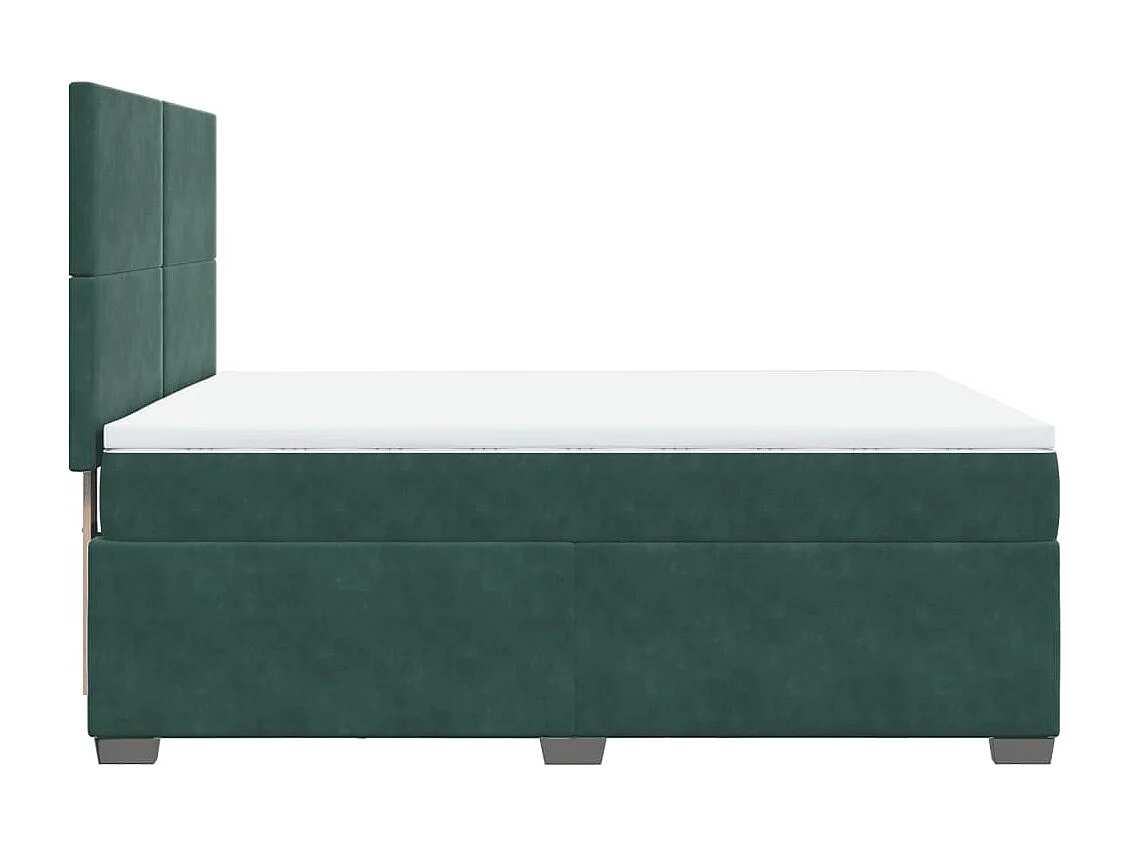 Cama box spring con colchón terciopelo verde oscuro 140x200 cm