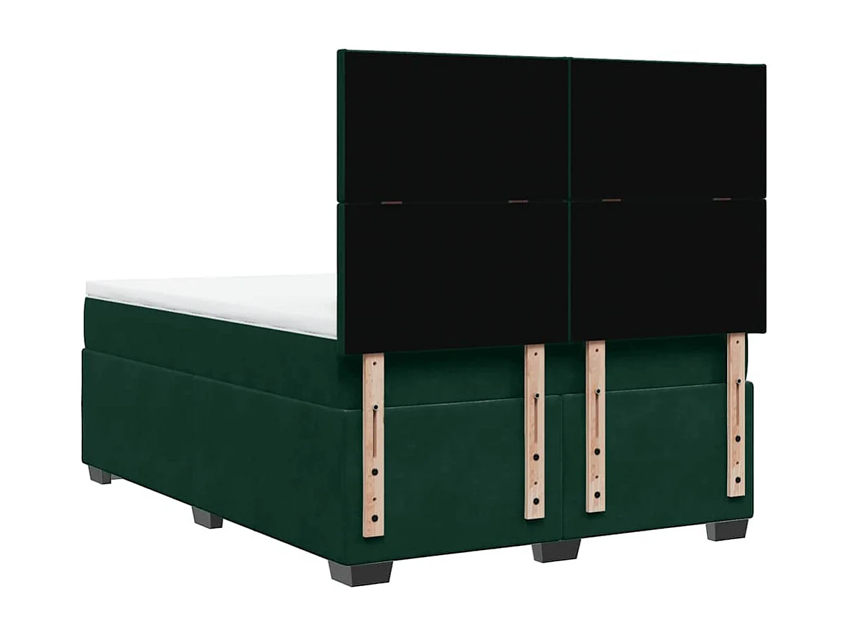 Cama box spring con colchón terciopelo verde oscuro 140x200 cm