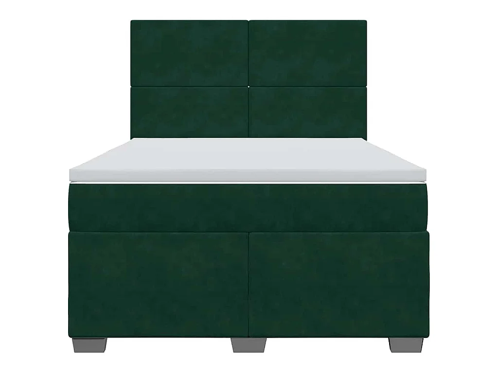 Boxspring met matras fluweel donkergroen 140x200 cm
