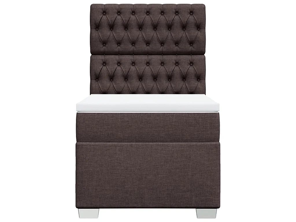 Cama box spring con colchón tela marrón oscuro 80x200 cm