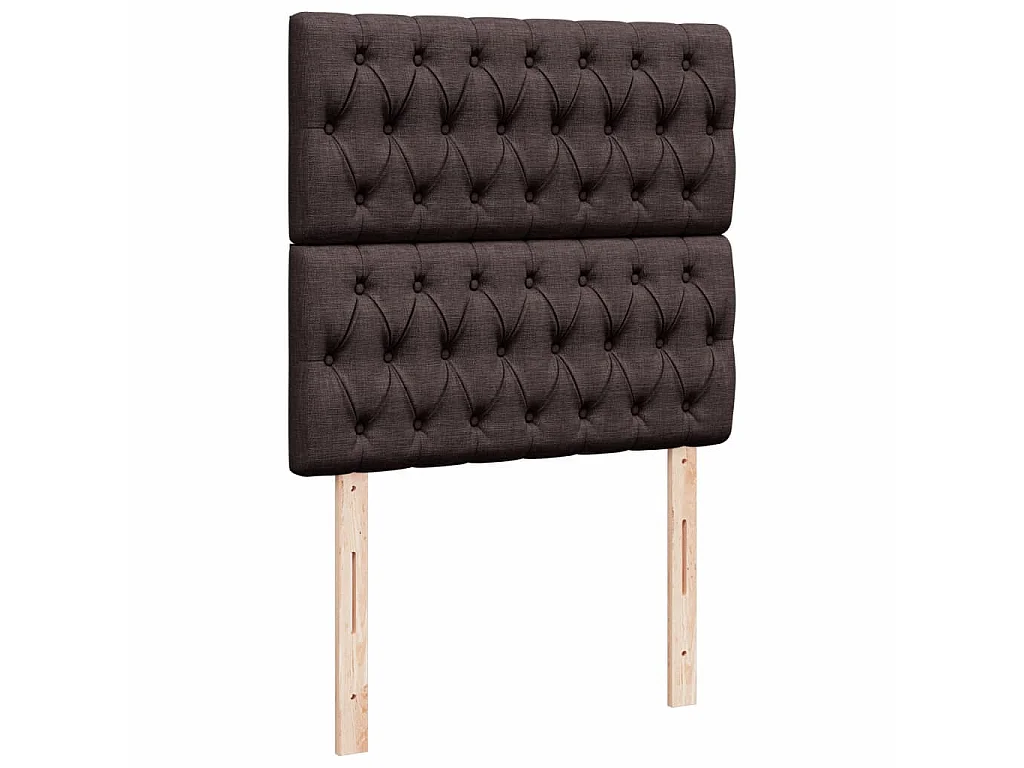 Cama box spring con colchón tela marrón oscuro 80x200 cm