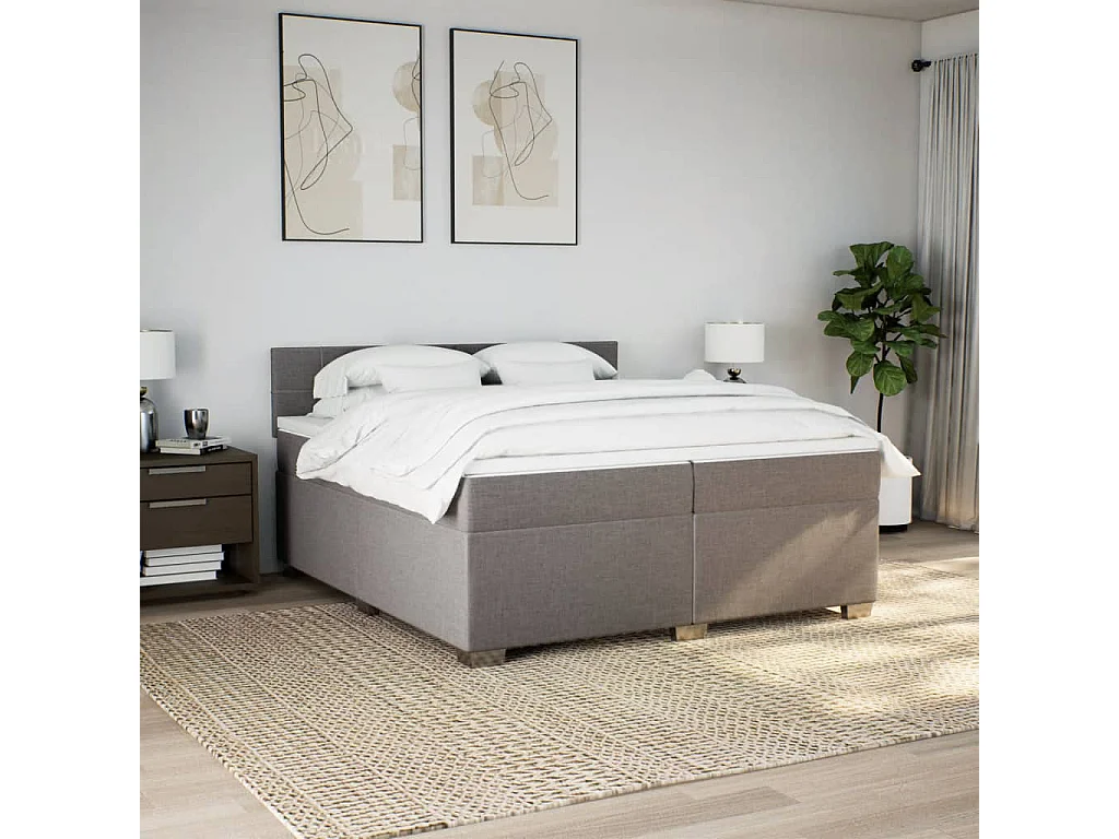 Giroletto a Molle con Materasso Tortora 200x200 cm in Tessuto