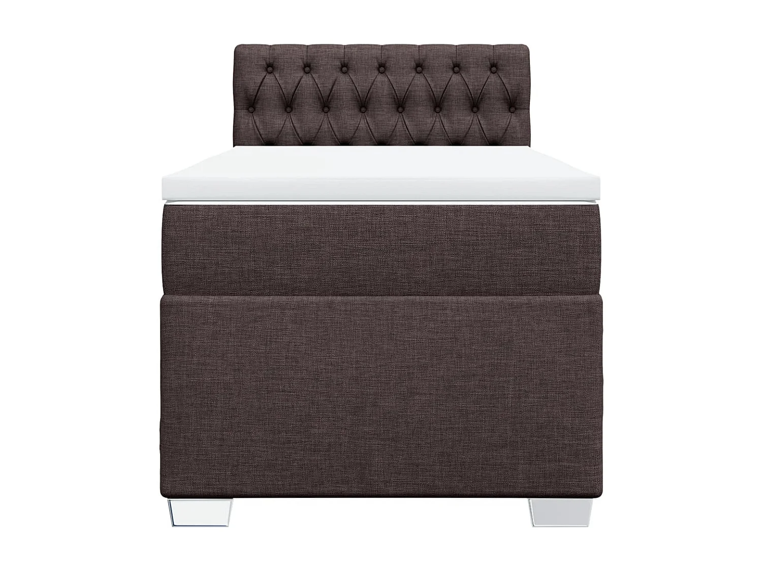 Cama box spring con colchón tela marrón oscuro 80x200 cm