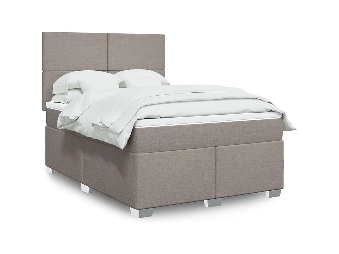 Sommier à lattes de lit avec matelas Taupe 160x200 cm Tissu