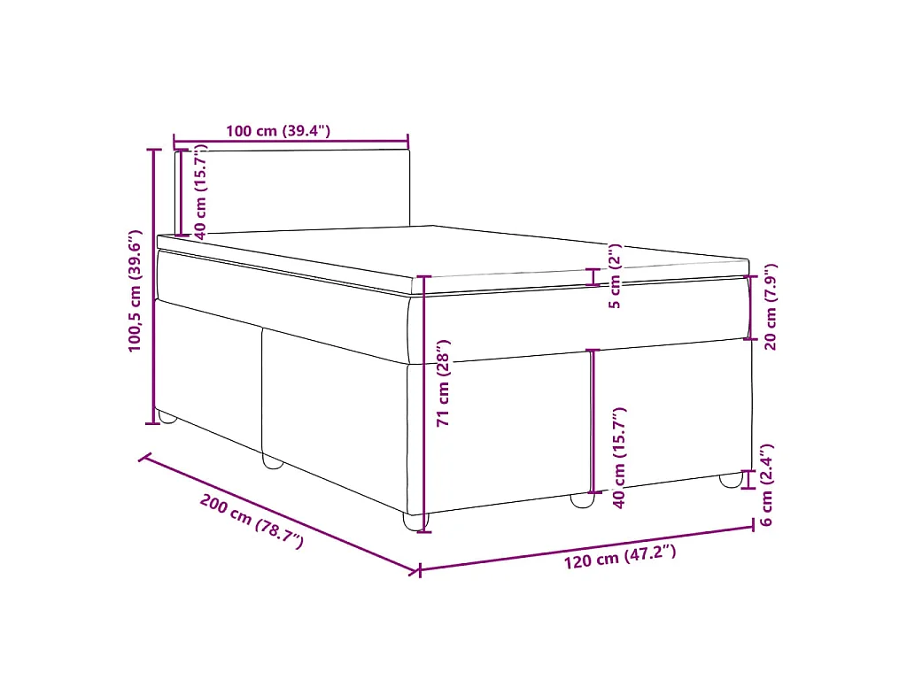 Giroletto a Molle con Materasso Tortora 120x200 cm in Tessuto