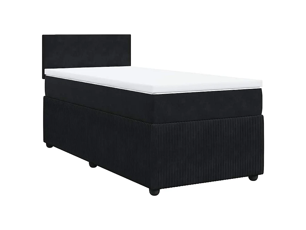 Cama box spring con colchón terciopelo negro 100x200 cm