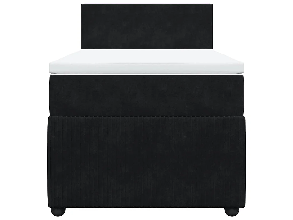 Cama box spring con colchón terciopelo negro 100x200 cm