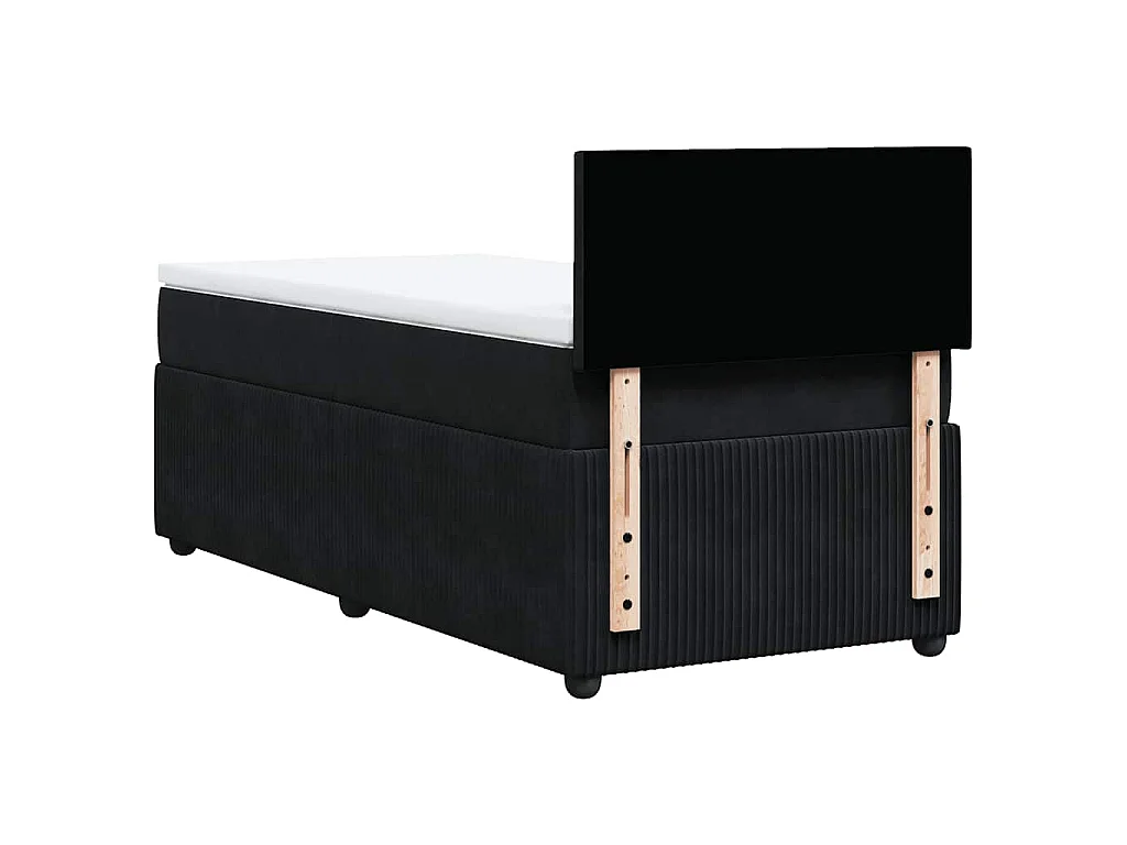 Cama box spring con colchón terciopelo negro 100x200 cm