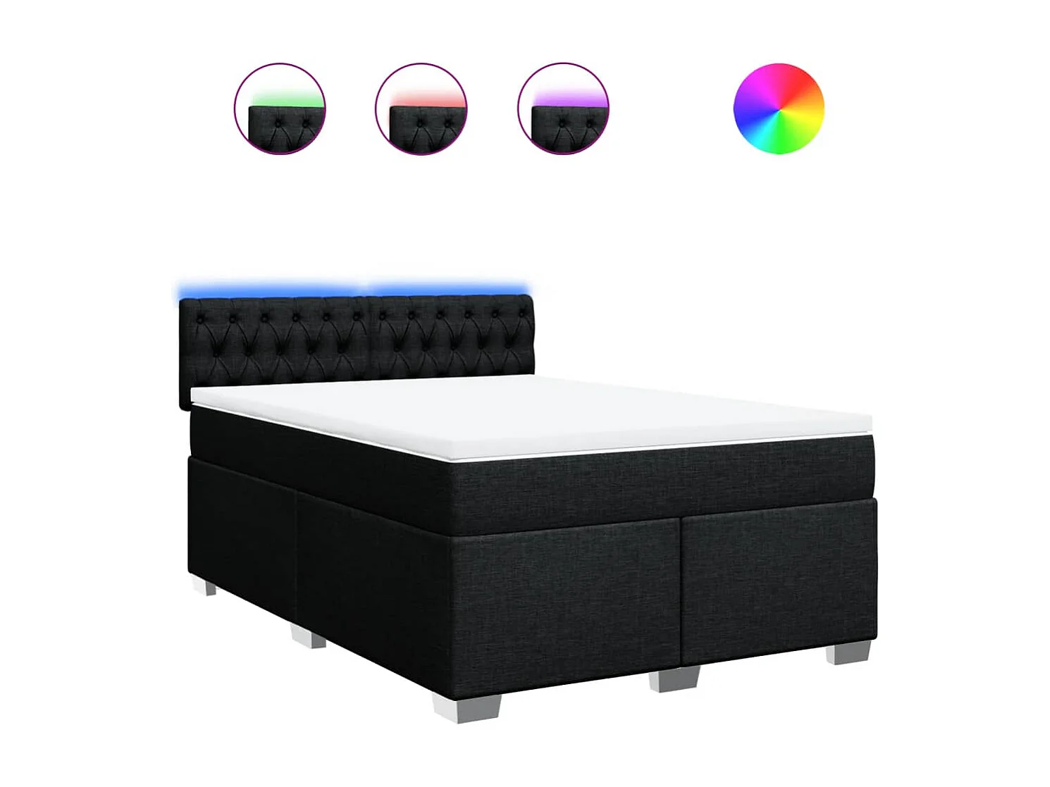 Boxspringbett mit Matratze Schwarz 160x200 cm Stoff