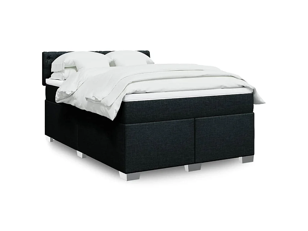 Giroletto a Molle con Materasso Nero 160x200 cm in Tessuto