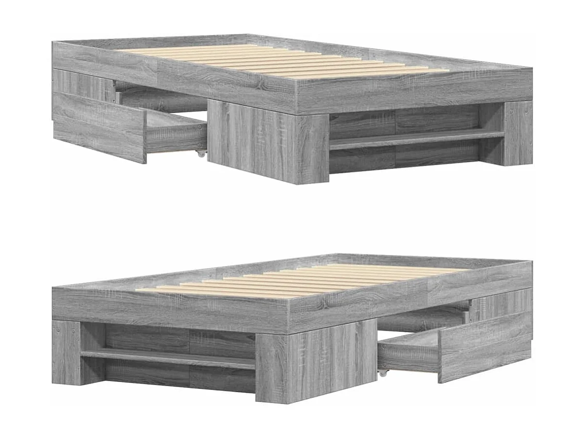 Estrutura cama 90x190 cm derivados de madeira cinzento sonoma