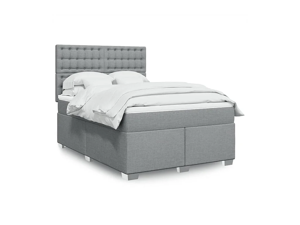 Sommier à lattes de lit avec matelas Gris clair 140x200cm Tissu