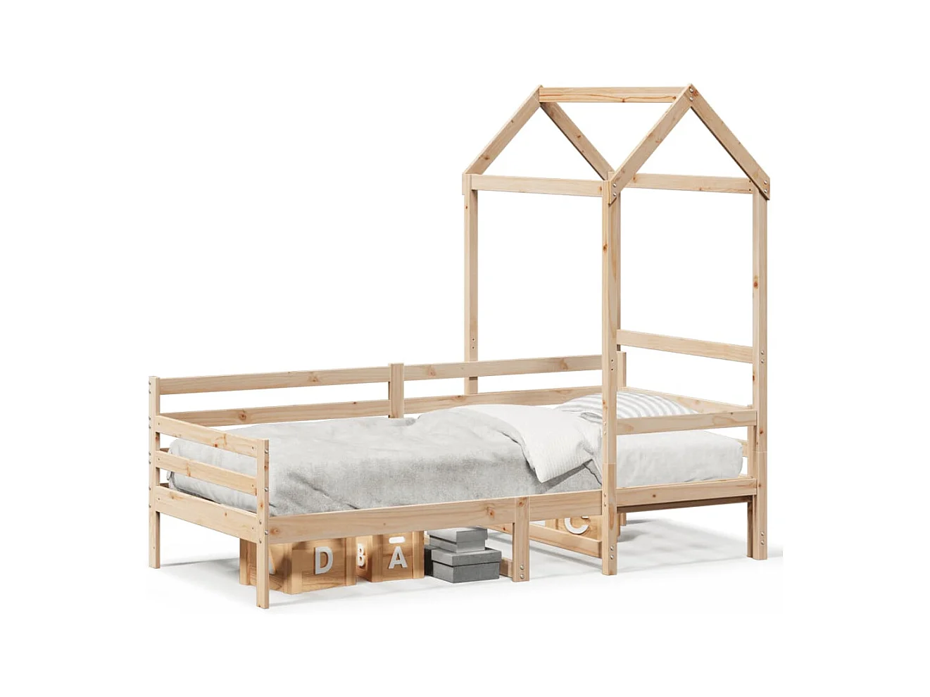 Lit de jour avec toit sans matelas 90x200 cm bois massif