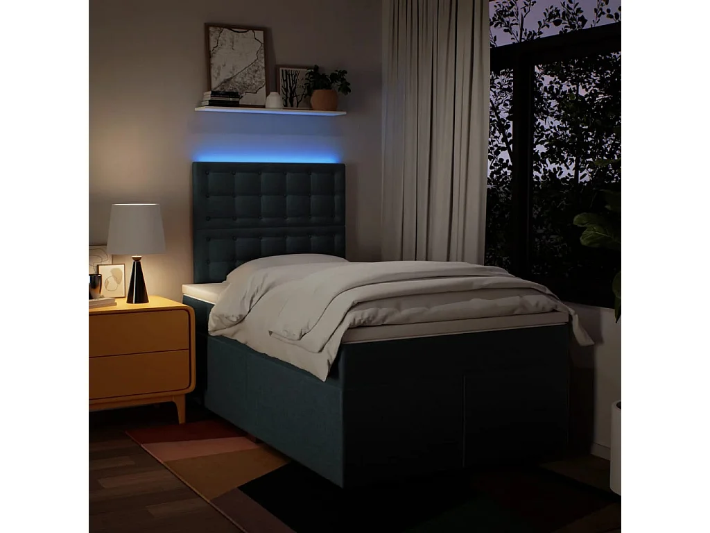 Cama com molas/colchão 120x200 cm tecido azul