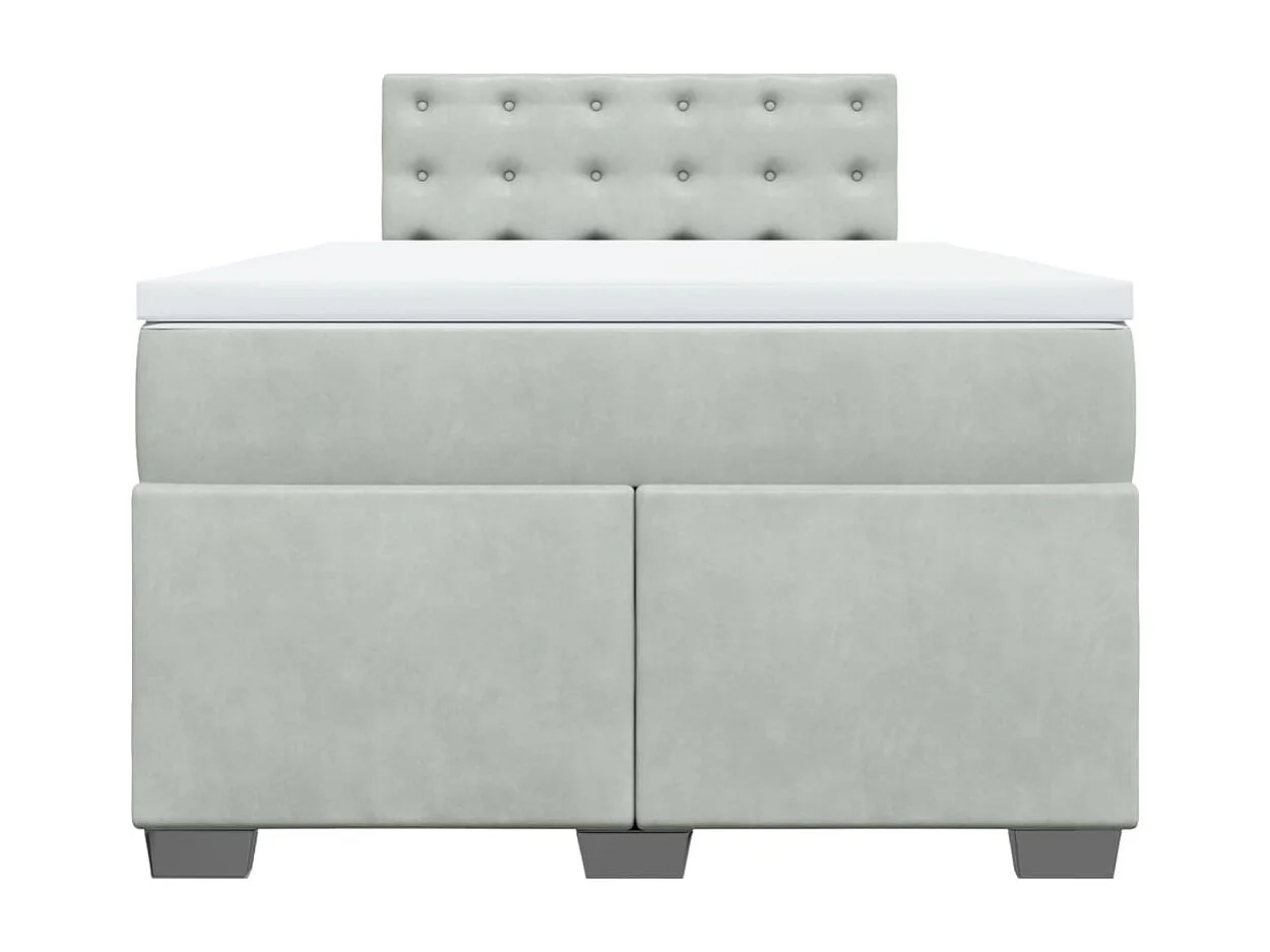 Boxspringbett mit Matratze Hellgrau 120x200 cm Samt