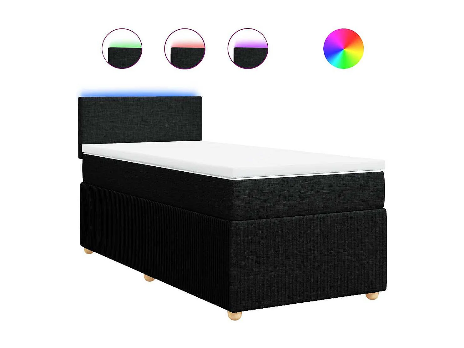 Sommier à lattes de lit avec matelas Noir 90x190 cm Tissu