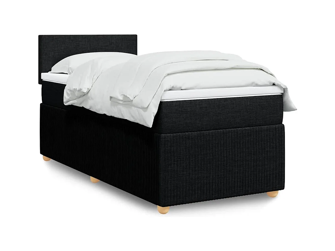 Boxspring met matras stof zwart 90x190 cm