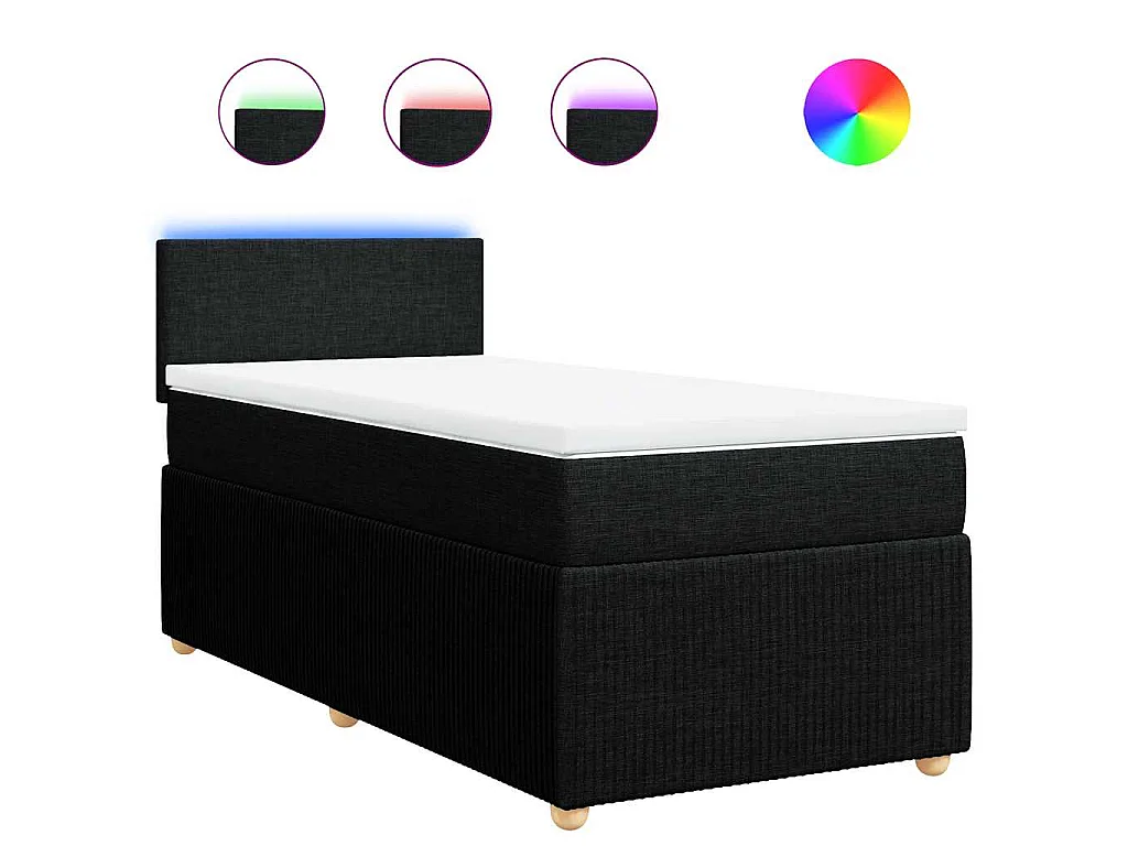 Boxspringbett mit Matratze Schwarz 90x190 cm Stoff