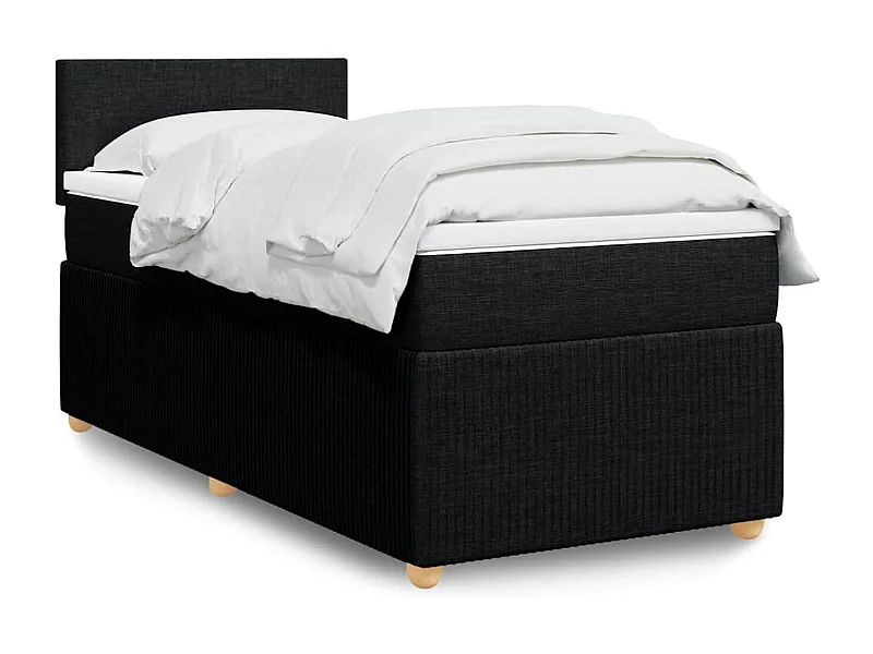 Cama box spring con colchón tela negro 90x190 cm