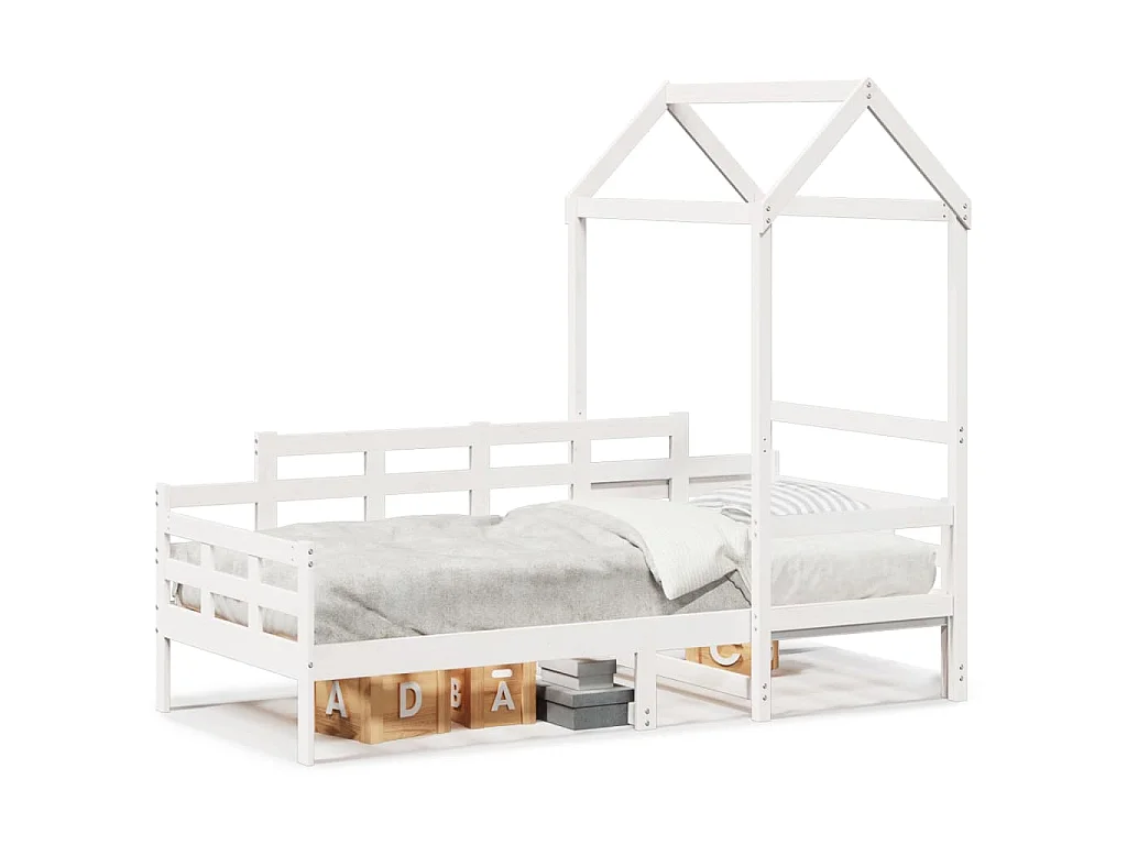 Sofá-cama com telhado 80x200 cm madeira de pinho maciça branco