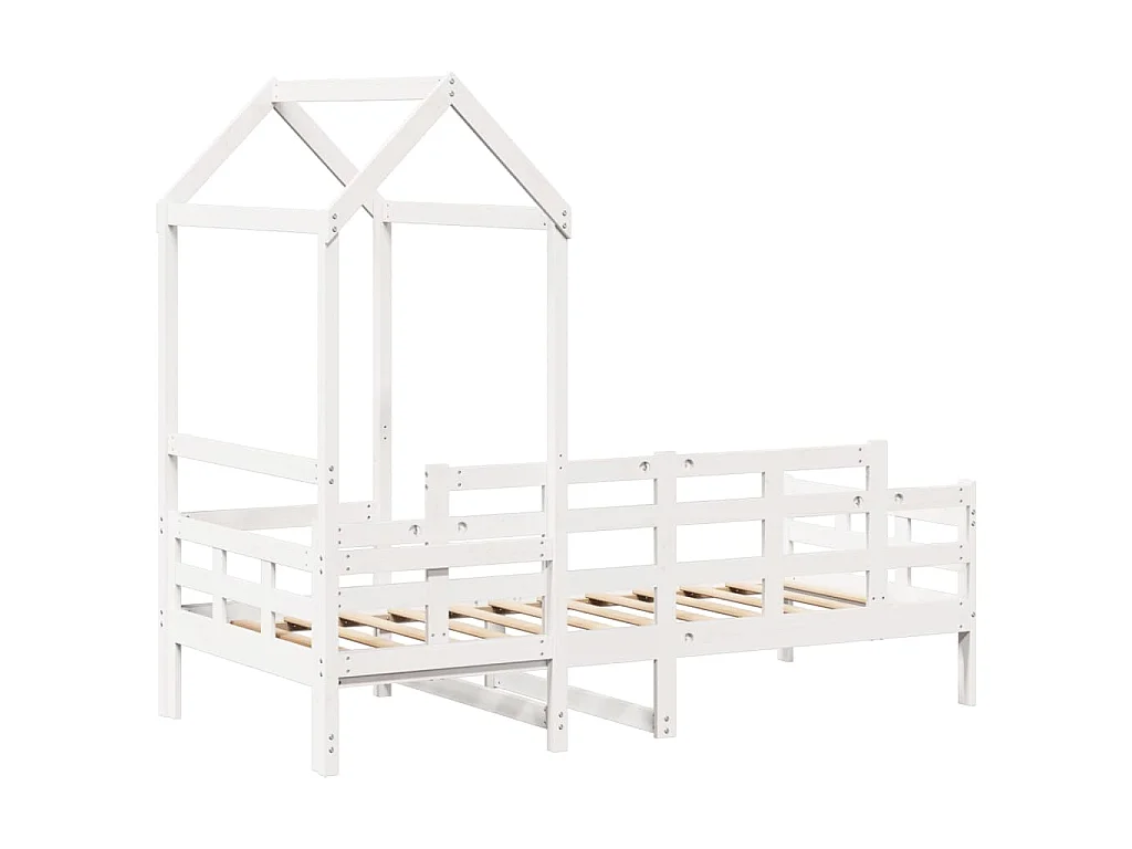 Sofá-cama com telhado 80x200 cm madeira de pinho maciça branco